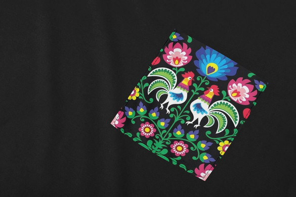 Koszulka z kieszonką WZORY ŁOWICKIE KOGUT