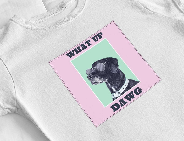 Bluzka damska z naszywką What up dawg