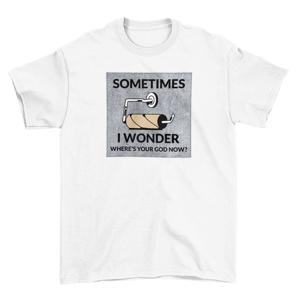 Koszulka z naszywką Where's your God...