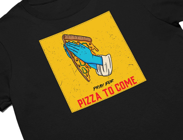 Koszulka z naszywką Pray for pizza