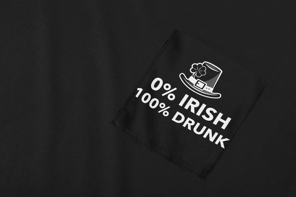 Koszulka z kieszonką 0% IRISH 100% DRUNK