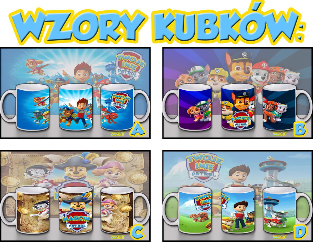 Kubek Paw Psi Partol wzór A, roz.+A.