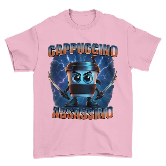 Koszulka Italian Brainrot Cappuccino Assassino z piorunami
