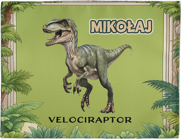 Podkładka na stół Dinozaury Velociraptor + imię dziecka