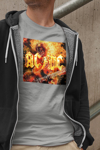 Koszulka z naszywką AC/DC On Fire