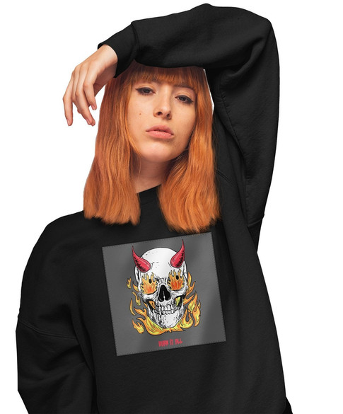 Bluza z naszywką Skull : Burn it all