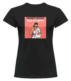 Bluzka damska z naszywką Nobody messes …