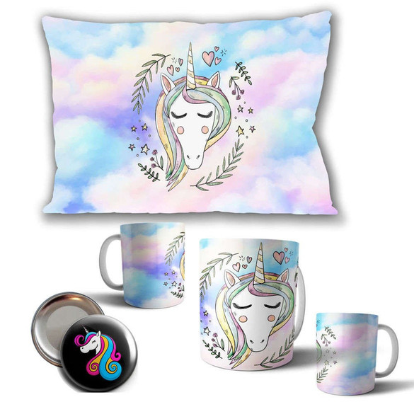 JEDNOROŻCE Zestaw poduszka kubek WZORY+GRATIS