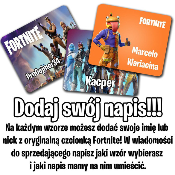 Podkładka pod mysz FORTNITE 60x40cm wzory + imię