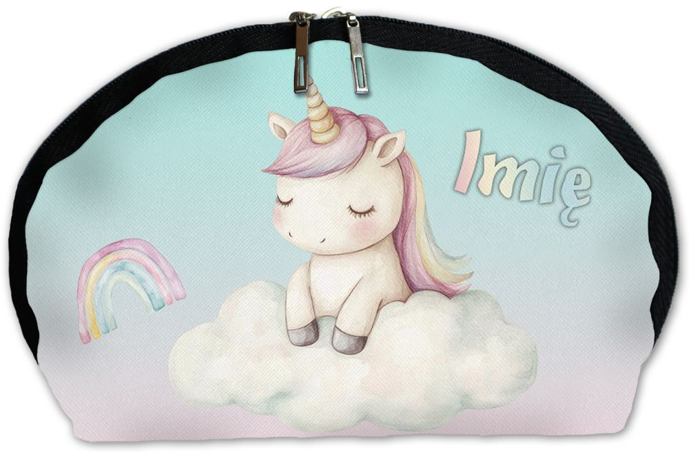 Kosmetyczka Jednorożec na chmurce – personalizowana, pastelowa