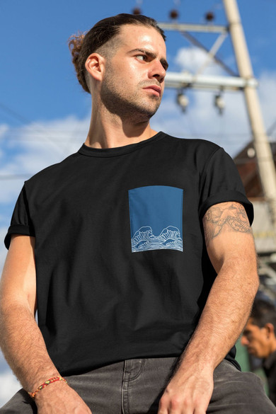 Koszulka z kieszonką FALE BLUE WAVES