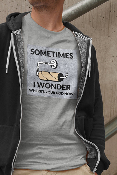 Koszulka z naszywką Where's your God...