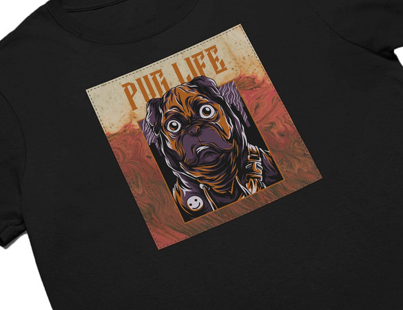 Koszulka z naszywką  PUG LIFE