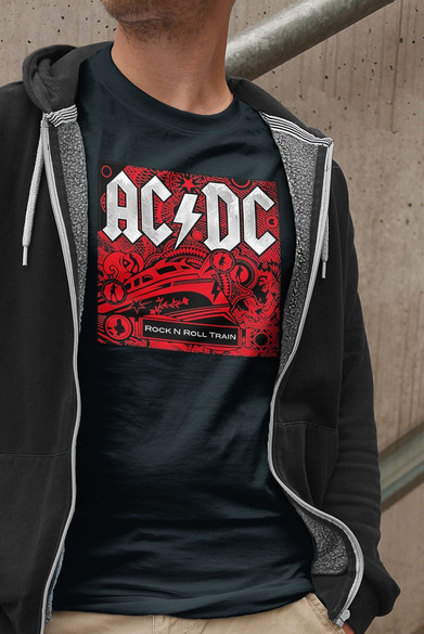 Koszulka z naszywką AC/DC...Train...
