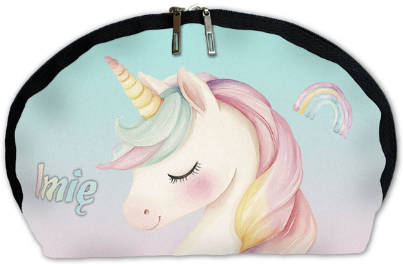 Kosmetyczka Jednorożec romantyczny – pastelowa, z imieniem