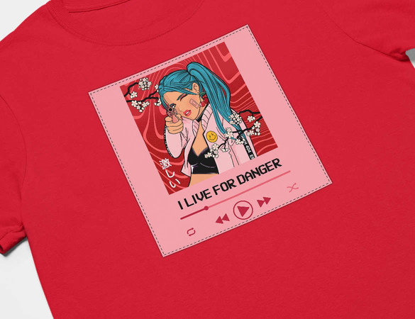 Koszulka z naszywką I live for danger