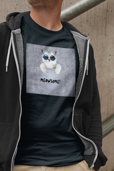 Koszulka z naszywką Meowsomepocket