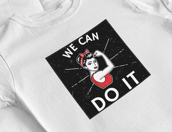 Bluzka damska z naszywką We Can Do It