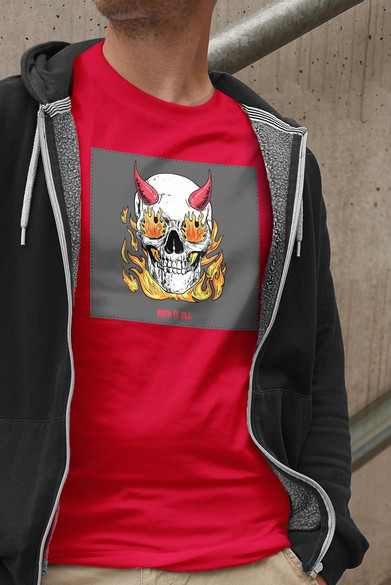 Koszulka z naszywką Skull : Burn it all