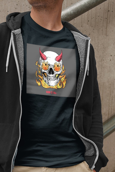 Koszulka z naszywką Skull : Burn it all