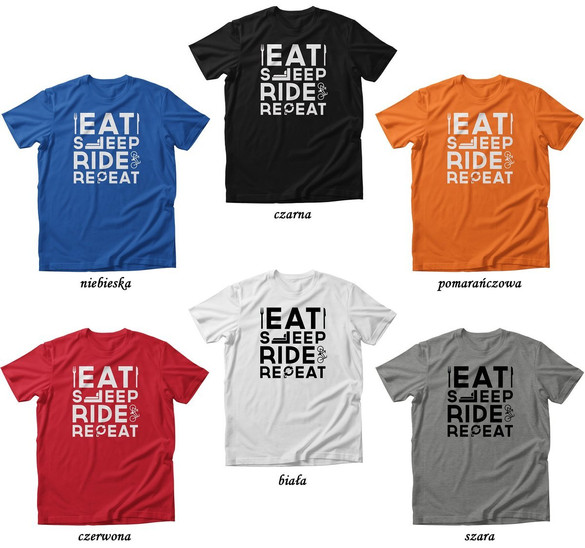 Koszulka dla Rowerzysty EAT SLEEP RIDE REPEAT