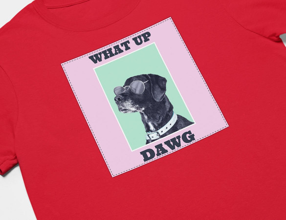 Koszulka z naszywką What up dawg