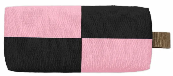 Piórnik szkolny prostokątny BLACKPINK z różowo-czarną szachownicą i imieniem – personalizowany