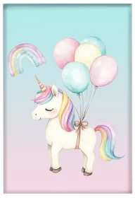 Magnes Jednorożec z balonami – pastelowa, z imieniem, prezent dla dziewczynki