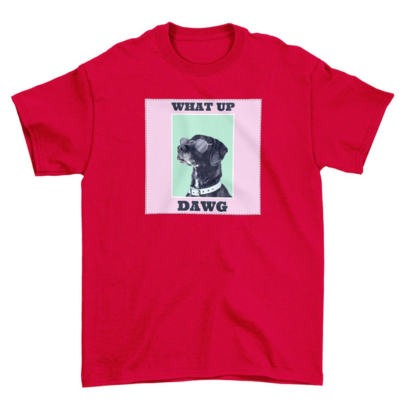 Koszulka z naszywką What up dawg