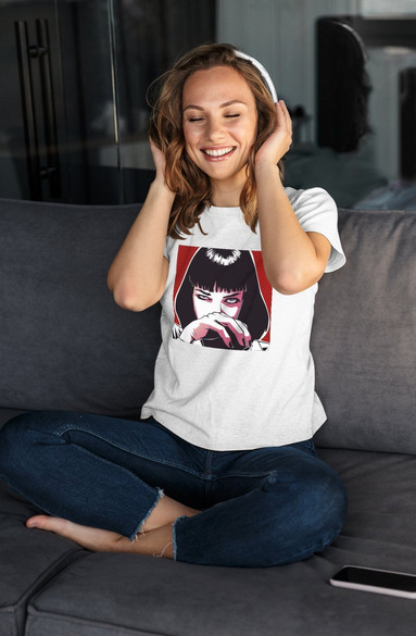 Bluzka damska z naszywką Uma Thurman Ilustracja