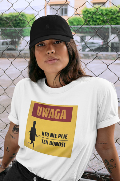 Koszulka z naszywką PRL- kto nie pije...