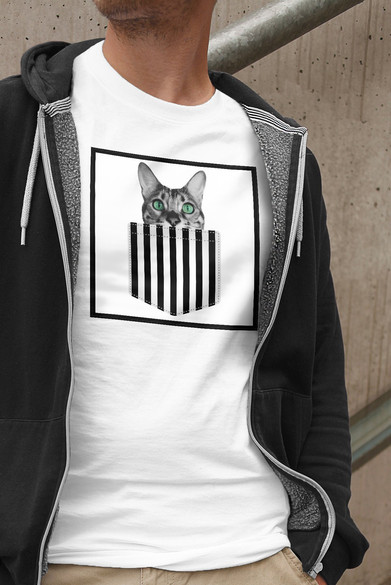 Koszulka z naszywką Cat pocket