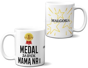 Kubek dla Mamy MEDAL ZA BYCIE MAMĄ  NR 1+ IMIĘ 02