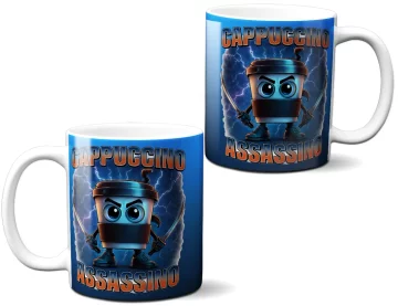 Kubek Italian Brainrot Cappuccino Assassino z piorunami