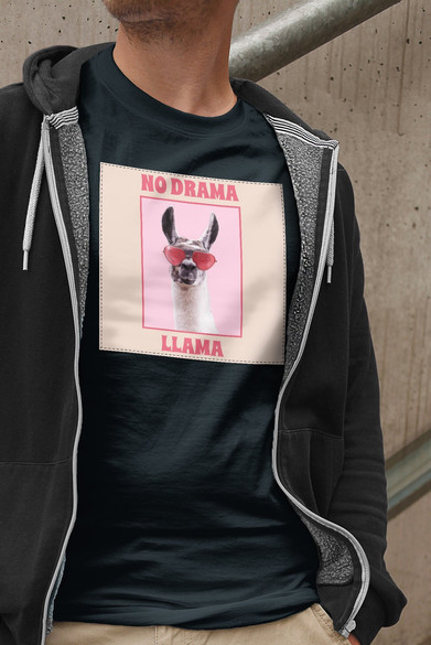 Koszulka z naszywką No drama llama