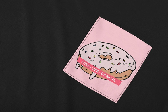Koszulka z kieszonką LOVE LIFE DONUTS