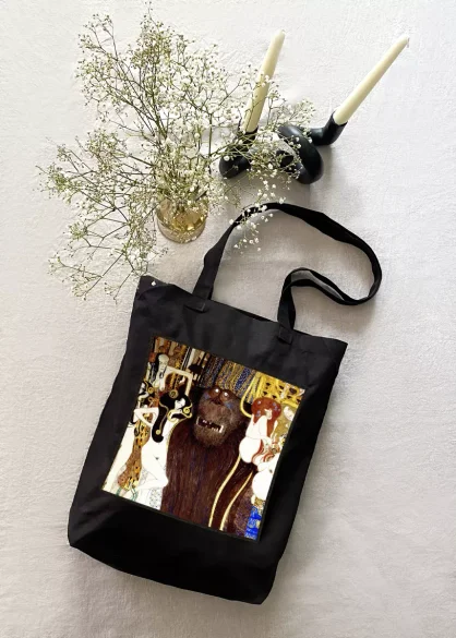 Torba z naszywką Fryz Beethovena Gustav Klimt czarna