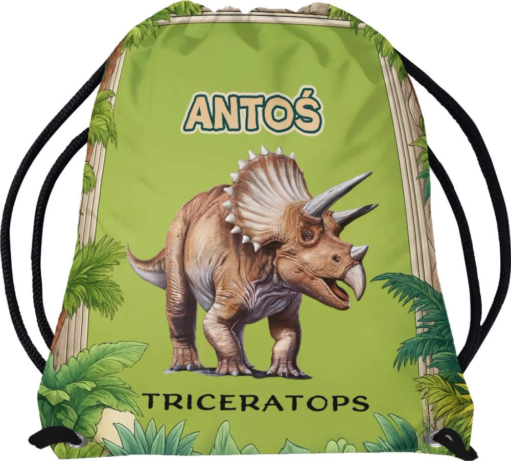 Worek Dinozaury Triceratops + imię dziecka