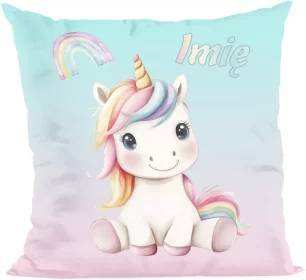 Poduszka Jednorożec słodko uśmiechnięty – imię gratis 40x40cm