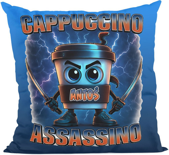 Poduszka Italian Brainrot Cappuccino Assassino z piorunami