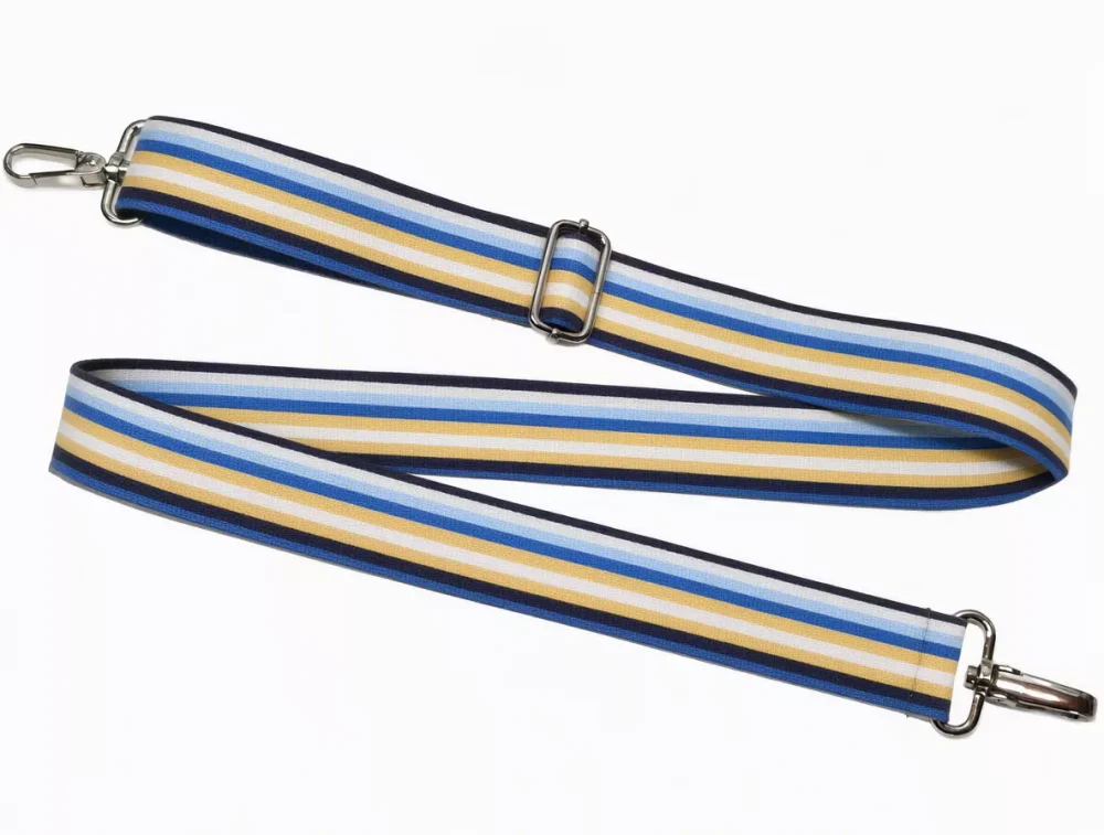 Pasek do torby w cienkie paski mango 38 mm z regulacją długości 76–134 cm i dwoma karabińczykami