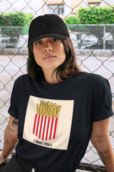 Koszulka z naszywką I want fries
