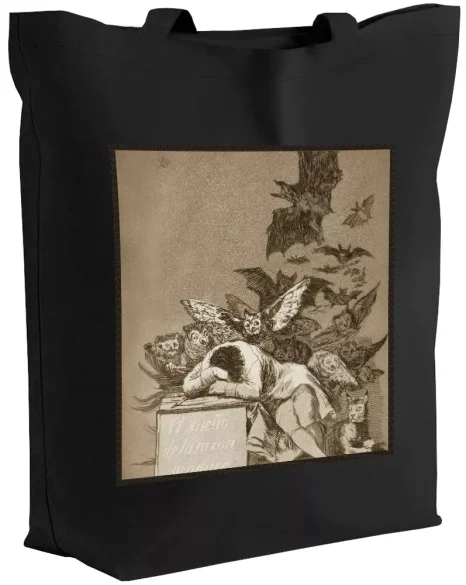 Torba z naszywką Gdy rozum śpi, budzą się demony Francisco Goya czarna