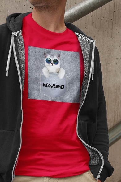 Koszulka z naszywką Meowsomepocket