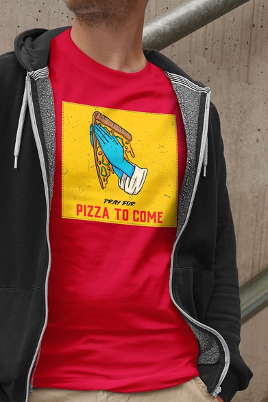 Koszulka z naszywką Pray for pizza