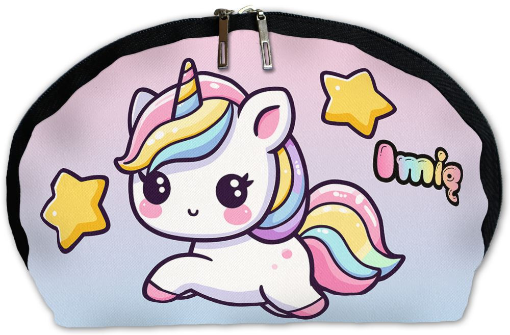 Kosmetyczka Jednorożec Kawaii z gwiazdkami – z imieniem gratis