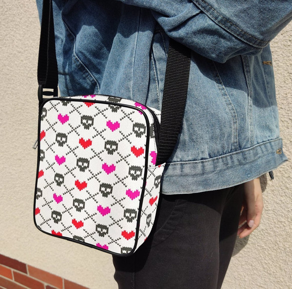 Torba Listonoszka CZASZKI SERCA Dodaj Napis!