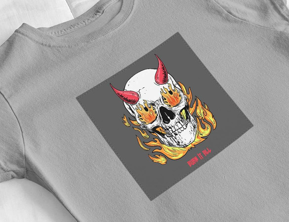 Bluzka damska z naszywką Skull : Burn it all