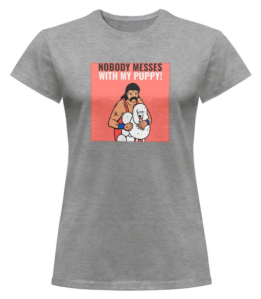 Bluzka damska z naszywką Nobody messes …