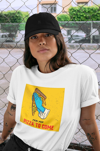 Koszulka z naszywką Pray for pizza